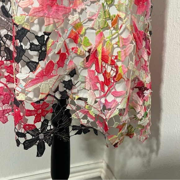 Elie Tahari Women’s Pink and Green Size 4 Sleeveless Sundress Lined Embroidered - Picture 4 of 13